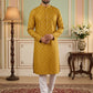 Classic Ethnic Print Cotton Blend Kurta Pyjama Set ( 65KP P 5459Mustard S ) [FF] [K-14]