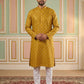 Classic Ethnic Print Cotton Blend Kurta Pyjama Set ( 65KP P 5459Mustard S ) [FF] [K-14]