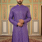 Classic Ethnic Print Cotton Blend Kurta Pyjama Set ( 65KP P 5459Purple S ) [FF] [K-14]