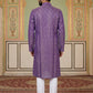 Classic Ethnic Print Cotton Blend Kurta Pyjama Set ( 65KP P 5459Purple S ) [FF] [K-14]