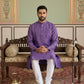 Classic Ethnic Print Cotton Blend Kurta Pyjama Set ( 65KP P 5459Purple S ) [FF] [K-14]