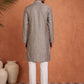Embroidered Silk Blend Straight Kurta Set ( 65KP P 5460Grey S ) [FF] [A-1-4]