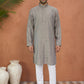 Embroidered Silk Blend Straight Kurta Set ( 65KP P 5460Grey S ) [FF] [A-1-4]