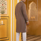 Classic Silk Blend Embroidered Kurta Pyjama ( 65KP P 5461Brown S ) [FF] [H-7]