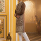 Classic Silk Blend Embroidered Kurta Pyjama ( 65KP P 5461Brown S ) [FF] [H-7]