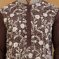 Classic Silk Blend Embroidered Kurta with Korean Pants ( 65KP PJ11W S 5461 Brown )