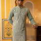 Classic Silk Blend Embroidered Kurta Pyjama ( 65KP P 5461Green S ) [FF] [H-7]