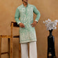 Classic Silk Blend Embroidered Kurta with Korean Pants ( 65KP PJ11W S 5461 Green )
