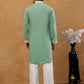 Classic Silk Blend Embroidered Kurta with Korean Pants ( 65KP PJ11W S 5461 Green )
