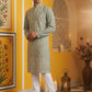 Classic Silk Blend Embroidered Kurta Pyjama ( 65KP P 5461Green S ) [FF] [H-7]