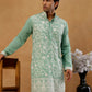 Classic Silk Blend Embroidered Kurta with Korean Pants ( 65KP PJ11W S 5461 Green )