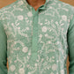 Classic Silk Blend Embroidered Kurta with Korean Pants ( 65KP PJ11W S 5461 Green )