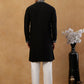 Embroidered Silk Blend Straight Kurta with Korean Pants ( 65KP PJ11W S 5462 Black )