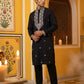 Embroidered Silk Blend Straight Kurta Pyjama ( 65KP P 5462Black S ) [FF] [B-6]