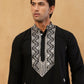 Embroidered Silk Blend Straight Kurta with Korean Pants ( 65KP PJ11W S 5462 Black )