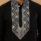 Embroidered Silk Blend Straight Kurta with Korean Pants ( 65KP PJ11W S 5462 Black )