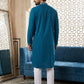Embroidered Silk Blend Straight Kurta Pyjama ( 65KP P 5462Peacock S ) [FF] [B-6]