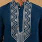 Embroidered Silk Blend Straight Kurta with Korean Pants ( 65KP PJ11W S 5462 Peacock )