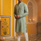 Embroidered Cotton Blend Kurta with Pyjama ( 65KP P 5463Green S ) [FF] [H-10]