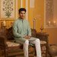 Embroidered Cotton Blend Kurta with Pyjama ( 65KP P 5463Green S ) [FF] [H-10]