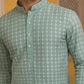Embroidered Cotton Blend Kurta with Pyjama ( 65KP P 5463Green S ) [FF] [H-10]