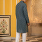 Embroidered Cotton Blend Kurta with Pyjama ( 65KP P 5463Sea-Green S ) [FF] [H-10]