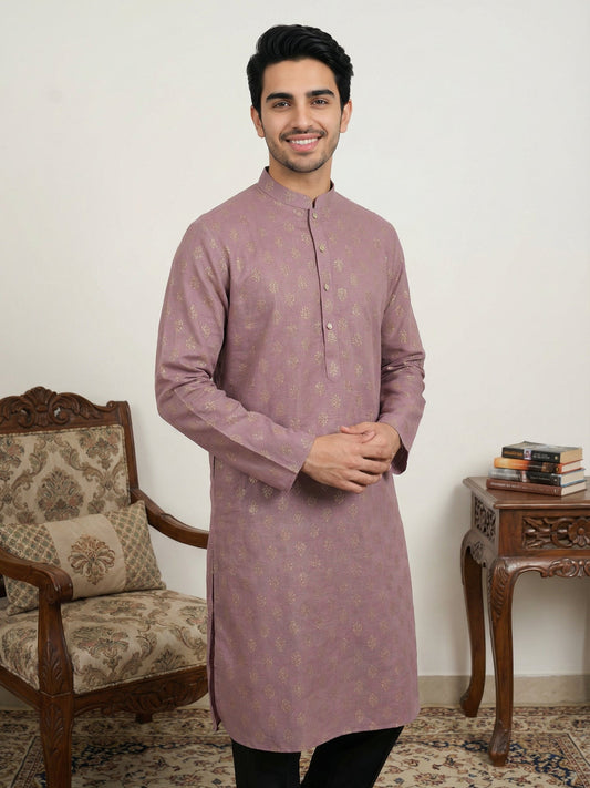 Classic Cotton Blend Foil Print Kurta Set ( 65KP B-P 5464Magenta )