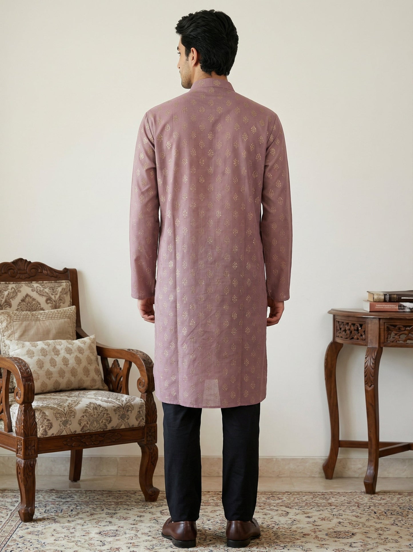 Classic Cotton Blend Foil Print Kurta Set ( 65KP B-P 5464Magenta )
