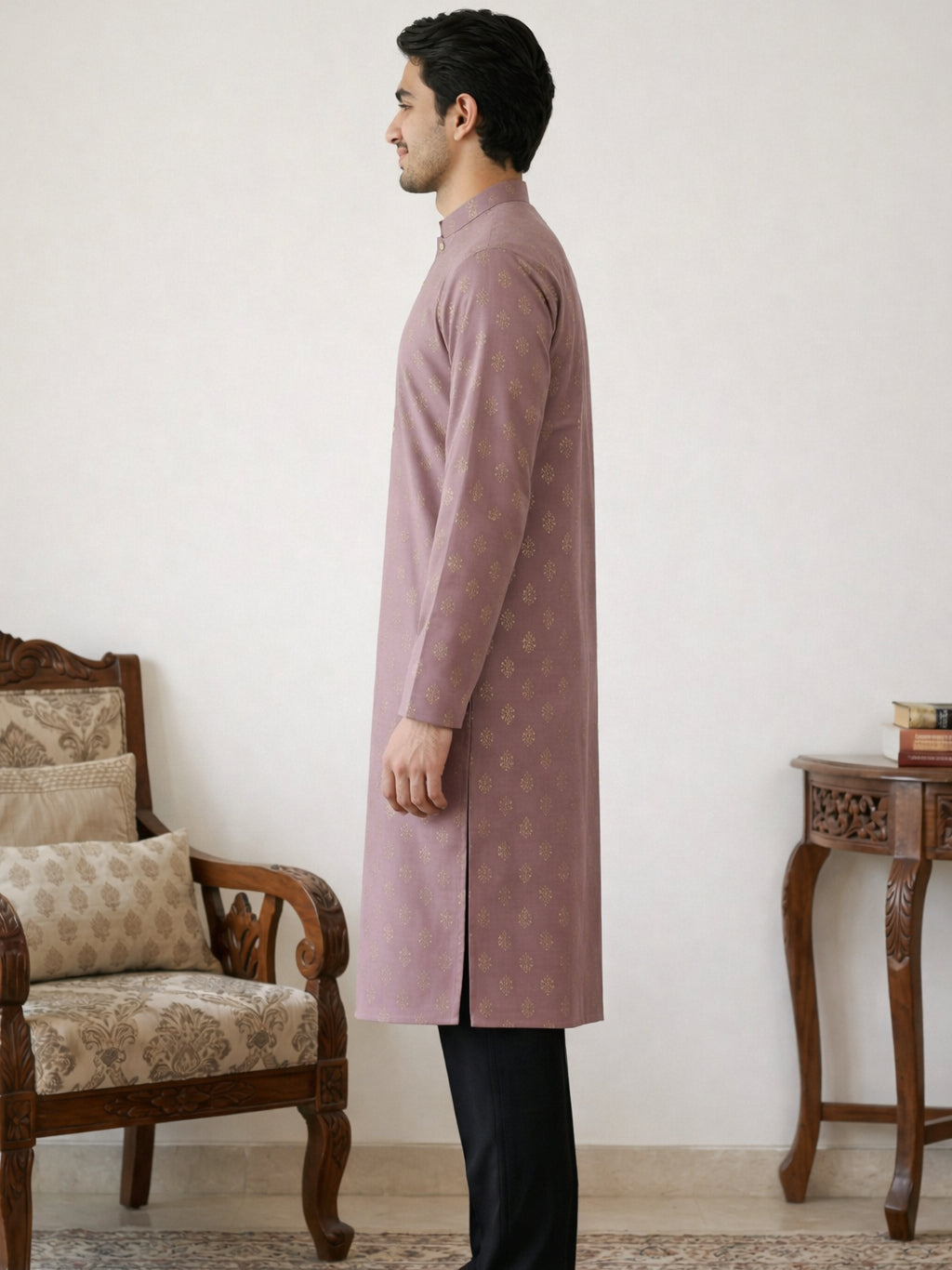 Classic Cotton Blend Foil Print Kurta Set ( 65KP B-P 5464Magenta )