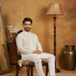 Classic Cotton Blend Foil Print Kurta Set ( 65KP P 5464White S ) [FF] [A-1-4]