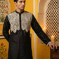 Silk Blend Embroidered Kurta Pyjama Set ( 65KP P 5465Black S ) [FF] [A-1-4]