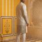 Men Silk Blend Embroidered Kurta Pyjama Set ( 65KP P 5466White S ) [FF] [Q-11-14]
