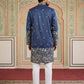 Men Silk Blend Embroidered Kurta Pyjama Set ( 65KP P 5466Navy ) [FF] [Q-11-14]