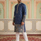 Men Silk Blend Embroidered Kurta Pyjama Set ( 65KP P 5466Navy ) [FF] [Q-11-14]
