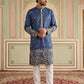 Men Silk Blend Embroidered Kurta Pyjama Set ( 65KP P 5466Navy ) [FF] [Q-11-14]