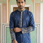 Men Silk Blend Embroidered Kurta Pyjama Set ( 65KP P 5466Navy ) [FF] [Q-11-14]