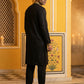 Men Embroidered Silk Blend Kurta Set ( 65KP B-P 5467Black S )