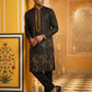 Men Embroidered Silk Blend Kurta Set ( 65KP B-P 5467Black S )