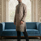 Men Embroidered Silk Blend Kurta Set ( 65KP B-P 5468Brown )