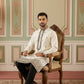 Men Embroidered Silk Blend Kurta Set ( 65KP B-P 5468White S )