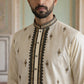 Men Embroidered Silk Blend Kurta Set ( 65KP B-P 5468White S )