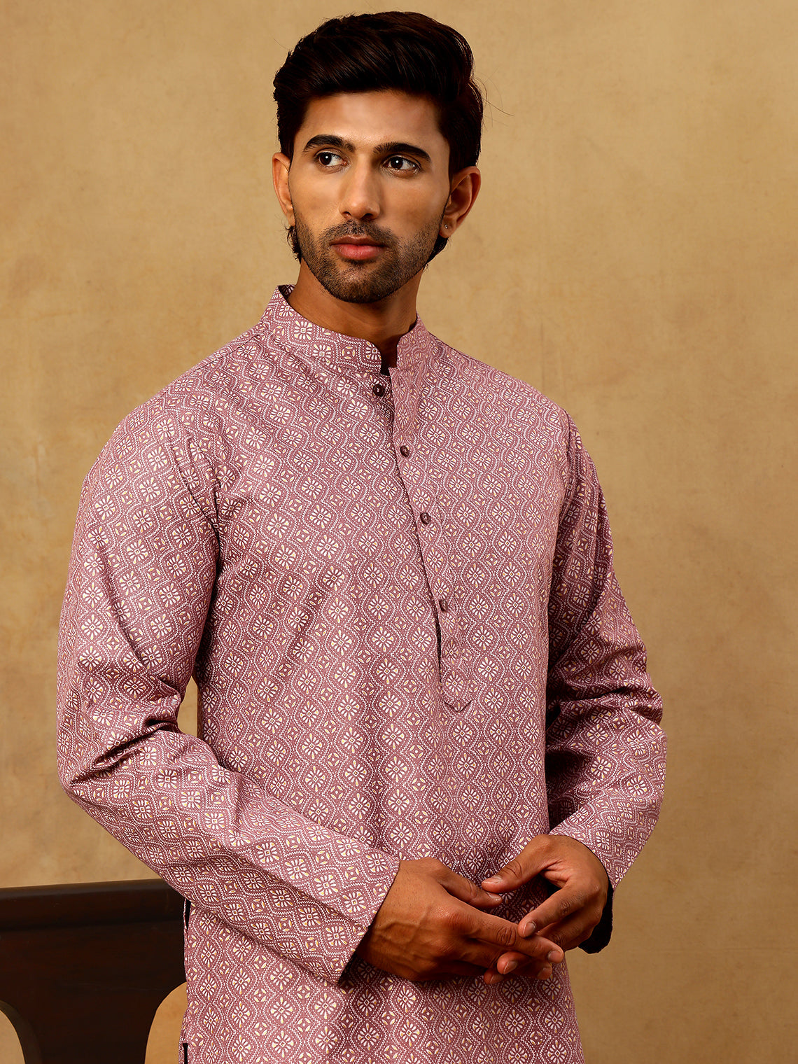 Traditional Printed Kurta Pyjama Set for Men ( 65KP P 5470Magenta )