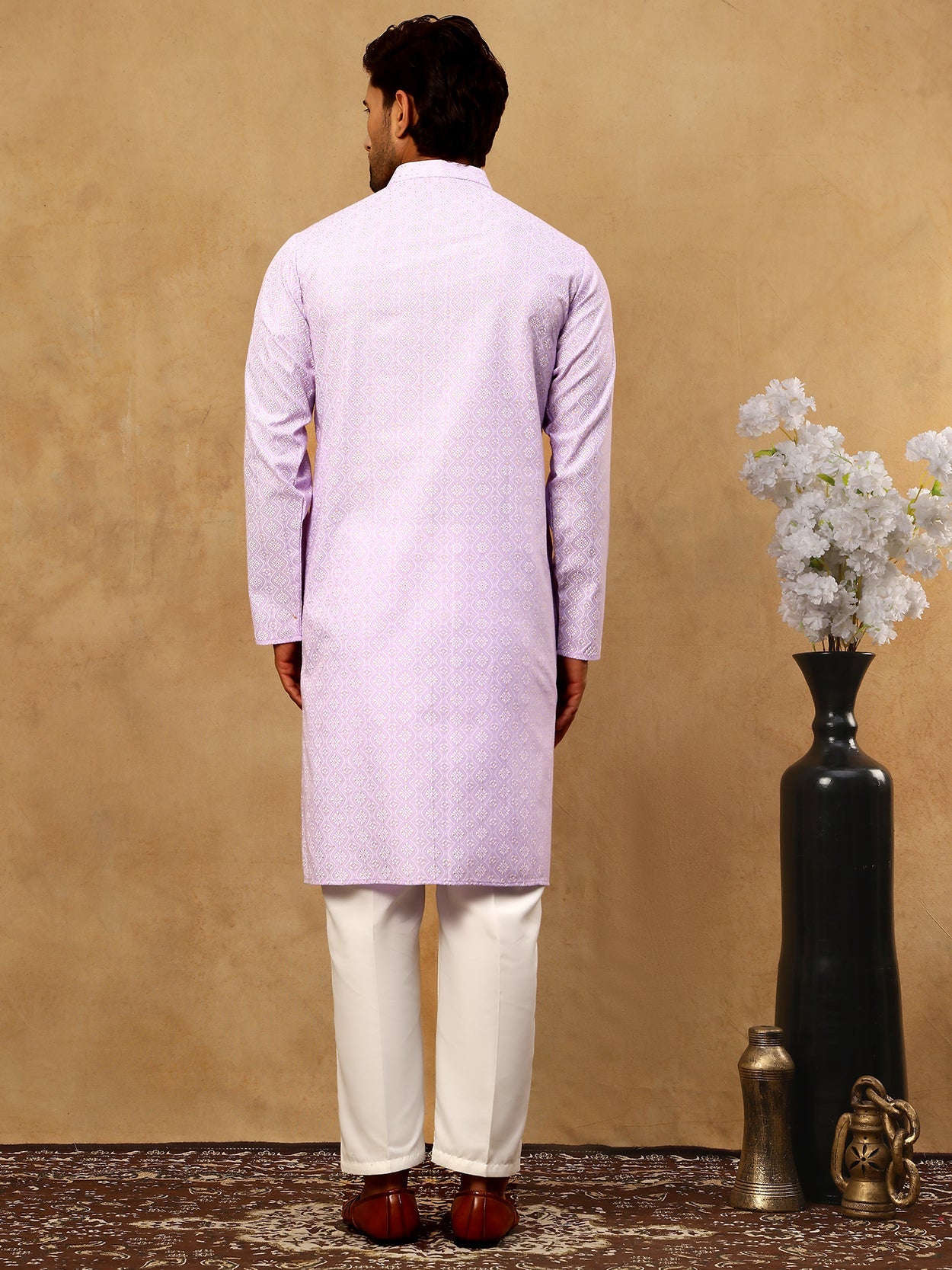 Traditional Printed Kurta Pyjama Set for Men ( 65KP P 5470Purple )