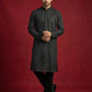 Men Black Embroidered Festive Kurta Pyjama Set ( 65KP B-P 5472Black S )
