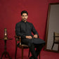 Men Black Embroidered Festive Kurta Pyjama Set ( 65KP B-P 5472Black S )