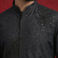Men Black Embroidered Festive Kurta Pyjama Set ( 65KP B-P 5472Black S )