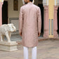 Men Peach Embroidered Festive Kurta Pyjama Set ( 65KP 5472Peach S ) [FF] [Q-11-14]