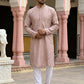 Men Peach Embroidered Festive Kurta Pyjama Set ( 65KP 5472Peach S ) [FF] [Q-11-14]
