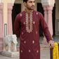 Men Japanese Fabric Embroidered Kurta Set ( 65KP 5473Maroon S ) [FF] [H-10]