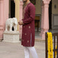 Men Japanese Fabric Embroidered Kurta Set ( 65KP 5473Maroon S ) [FF] [H-10]